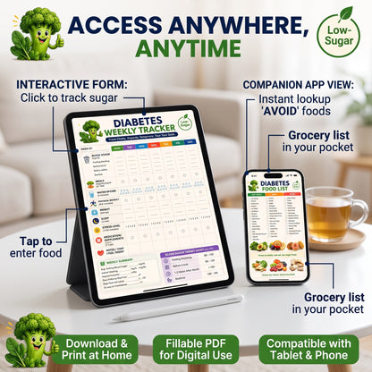 One simple system for meal planning, blood sugar & carb tracking, No more juggling separate sheets